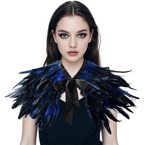 🆕Women Blue Cape Shawl Witch Shoulder Wrap Cosplay Costumes Halloween